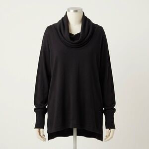 Standard James Perse Black Vintage French Terry Drape Neck Pullover Sweater Sz L